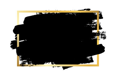 brush stroke gold text box isolated white vector image