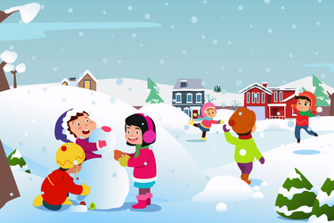 happy children playing outside during winter vector image