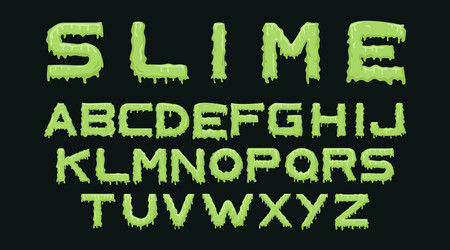 slime font alphabet with green flow drops and goo vector image