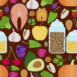 seamless healthy food pattern vector image