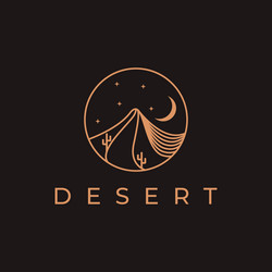 abstract night desert logo with lineart style vector image