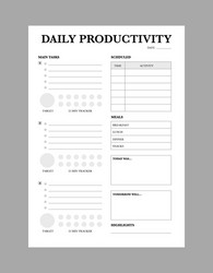 daily productivity planner template vector image