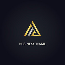 triangle line company gold logo vector image