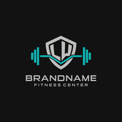 creative letter lw logo design for gym or fitness vector image