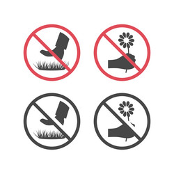 do not pick the flowers and keep off grass sign vector image