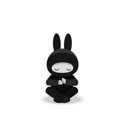 sitting cute bunny ninja isolated on white vector image