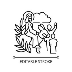 triumphal entry into jerusalem linear icon vector image