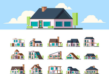 residential houses suburban townhouse buildings vector image