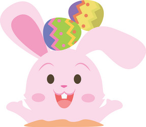 collection of pink bunny with egg vector image