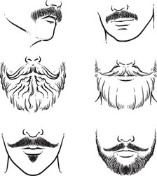 hand drawn beards outline hipster mustache vector image