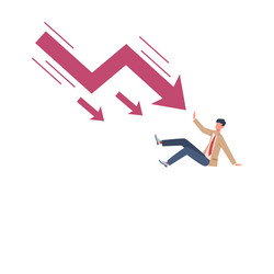 man try stopping falling arrow unpaid loan vector image