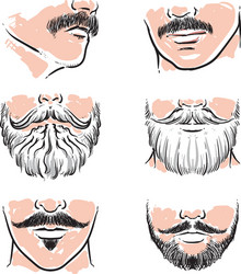 hand drawn beards hipster mustache vector image