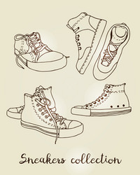 sneakers sketch hand drawn active shoes vector image