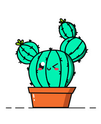 cute succulent or cactus plant with happy face vector image