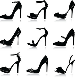 black shoes icons vector image