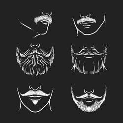 hipster mustache beard drawing face vector image