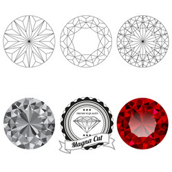 set of magna cut jewel views vector image