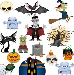 halloween icons set vector image