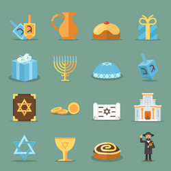 jewish flat icons israel and judaism vector image