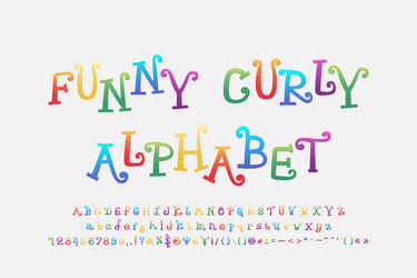 funny colored alphabet cartoon curly font vector image