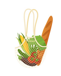 recyclable mesh bag with vegetarian nutrition flat vector image