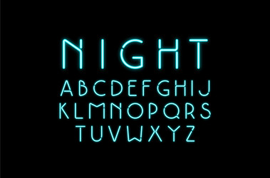 decorative sans serif font with neon effect vector image