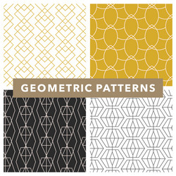 mono line art deco geometric pattern set vector image