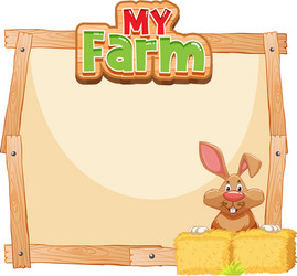 border template design with brown bunny and hay vector image