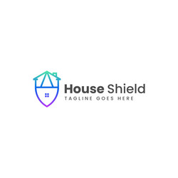 logo house shield line art gradient style vector image