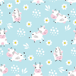 cow seamless pattern cartoon cows fabric print vector image