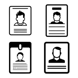 set of identification card icon black and white vector image