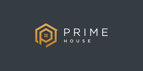 house logo design with creative letter p concept vector image