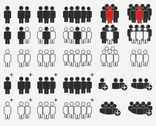 people crowd silhouette icons business team user vector image