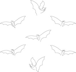 continuous one line bat drawing set halloween vector image