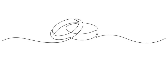 two wedding rings in one continuous line drawing vector image