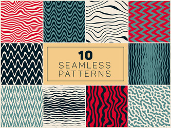 ten seamless hand drawn patterns vector image