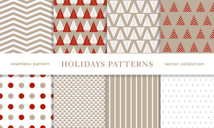 winter holidays seamless patterns vector image