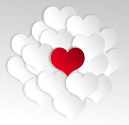 paper hearts background with alone red heart vector image