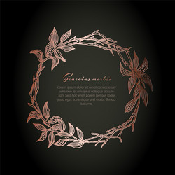 minimalist copper floral wreath flyer vector image