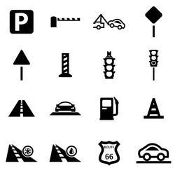 black road icon set vector image