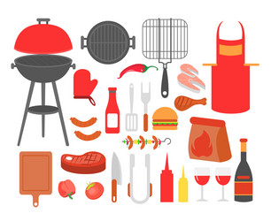 set of barbecue grilled food vector image