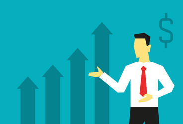 businessman presents a growing profit graph vector image