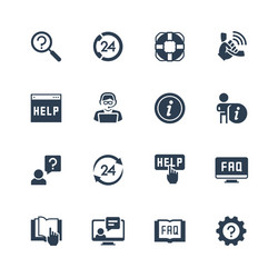 help and support icon set in glyph style vector image