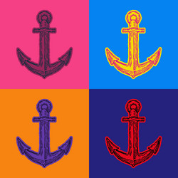 marine anchor pop art style andy warhol vector image