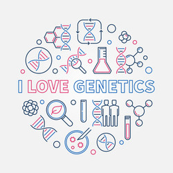 i love genetics creative outline round vector image