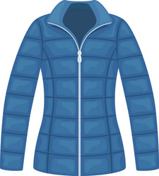 flat womens blue quilted jacket on a sintepon vector image