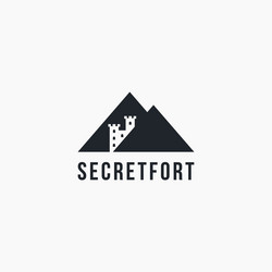 minimalist secret fort behind mountain logo vector image