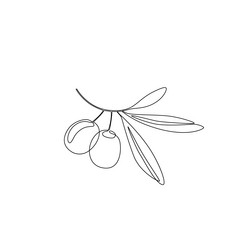 olive leaves in continuous line art drawing style vector image