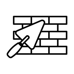 icon of brick wall with trowel vector image