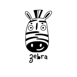 cute simple zebra face cartoon style vector image